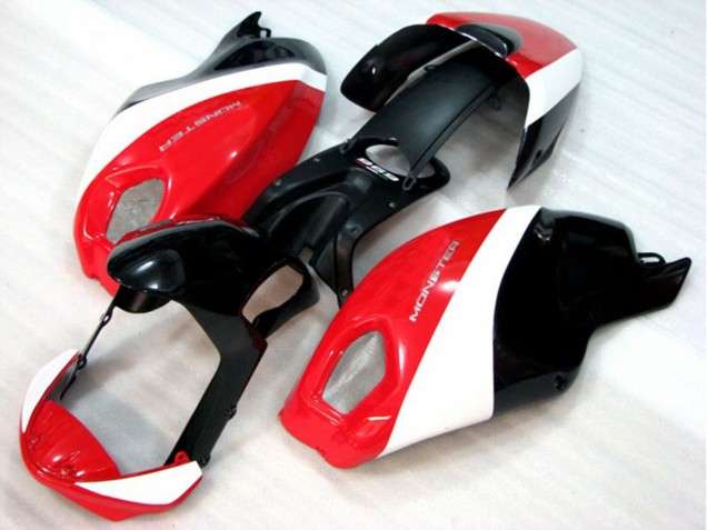 Carenado Moto Ducati Monster 696 2008-2012 - Blanco Rojo Negro Brillante Baratos
