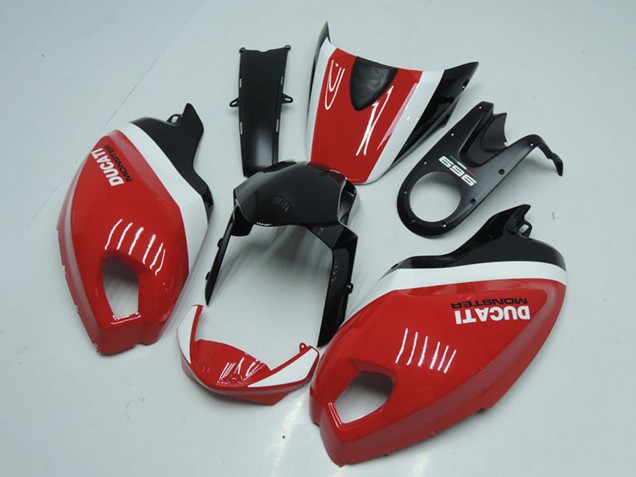 Carenados Moto Ducati Monster 696 2008-2012 - Blanco Rojo Negro Brillante Baratos