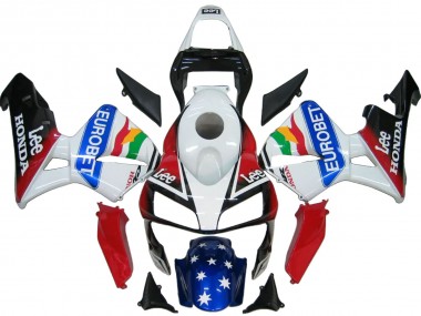 Carenado Moto Honda CBR600RR 2003-2004 - Blanco Rojo Azul Negro Brillante EuroBet Baratos