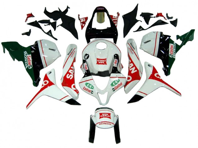 Carenados Moto Honda CBR600RR 2009-2012 - Blanco Rojo Verde Castrol San Carlo Baratos