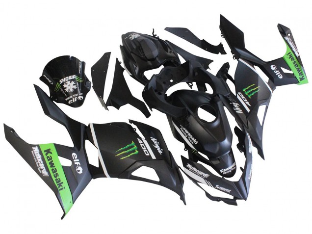 Carenados Moto Kawasaki EX400 2018-2024 - Negro Mate Verde Monstruo Showr Nieve Baratos