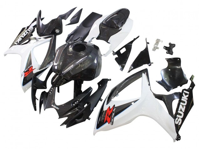 Carenados Moto Suzuki GSXR 600/750 2006-2007 - Negro Blanco FibraCarbono Estilo Baratos