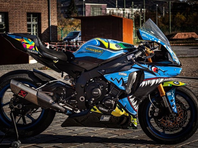 Carenados Moto Yamaha YZF R1 2015-2019 - Azul Amarillo Tiburón Baratos