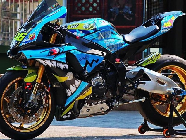 Carenados Moto Yamaha YZF R1 2015-2019 - Azul Amarillo Tiburón Baratos