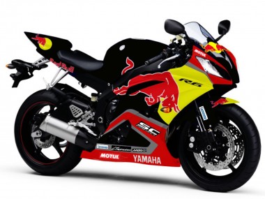 Carenados Moto Yamaha YZF R6 2006-2007 - Negro Brillante Amarillo Rojo Bull Motul Baratos