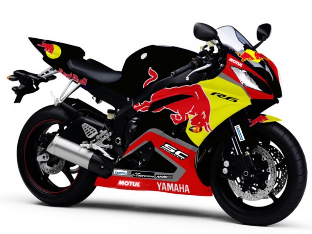 Carenados Moto Yamaha YZF R6 2006-2007 - Negro Brillante Amarillo Rojo Bull Motul Baratos