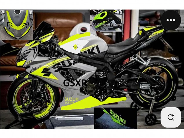Carenados Moto Suzuki GSXR 750 2004-2005 - Gris Lemon Verde Negro Baratos
