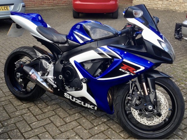 Carenados Moto Suzuki GSXR 750 2006-2007 - Blanco Azul Negro Raya Baratos