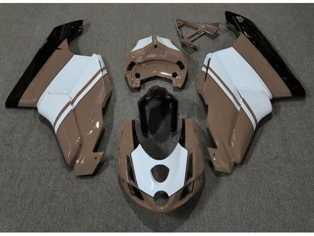 Marrón Brillante & Blanco 03-04 Ducati 749 999 Carenado Moto Marrón Brillante & Blanco 03-04 Ducati 749 999 Carenado Moto