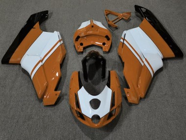 Naranja Brillante & Blanco 03-04 Ducati 749 999 Carenado Moto