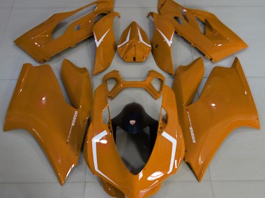 Naranja Brillante & Blanco 11-14 Ducati 1199 Carenado Moto