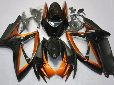 Naranja Brillante & Negro 06-07 GSXR 600-750 Carenado Moto