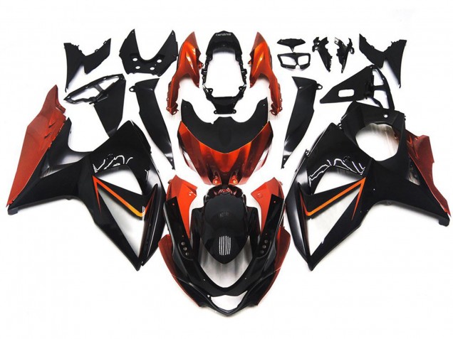 Naranja & Negro Personalizados Con Incrustaciones Plateadas 09-16 GSXR 1000 Carenado Moto Naranja & Negro Personalizados Con Incrustaciones Plateadas 09-16 GSXR 1000 Carenado Moto