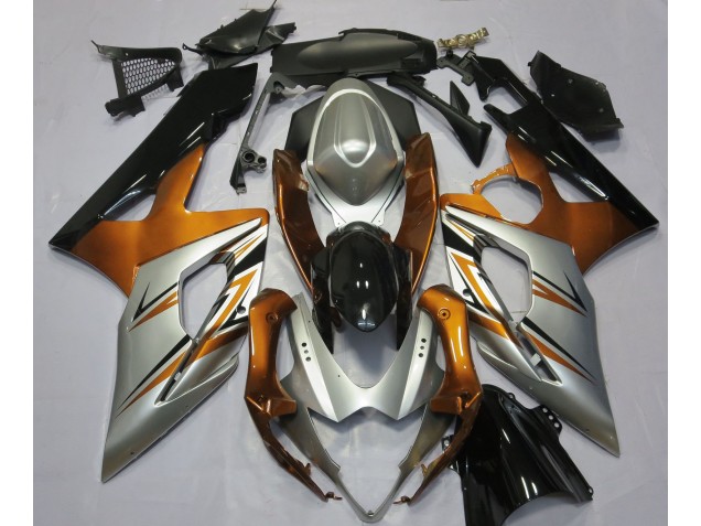 Naranja Plata & Negro 05-06 GSXR 1000 Carenado Moto Naranja Plata & Negro 05-06 GSXR 1000 Carenado Moto