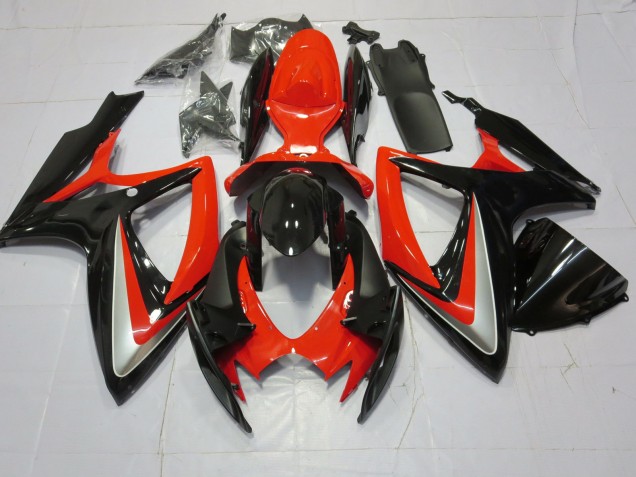 Naranja Plata & Negro 06-07 GSXR 600-750 Carenado Moto Naranja Plata & Negro 06-07 GSXR 600-750 Carenado Moto