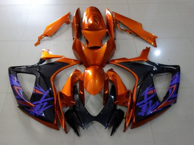 Naranja Vibrante & Negro Brillante 06-07 GSXR 600-750 Carenado Moto