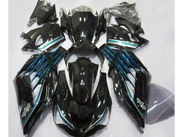 Negro Brillante & Azul Claro 12-21 ZX14R Carenado Moto Negro Brillante & Azul Claro 12-21 ZX14R Carenado Moto