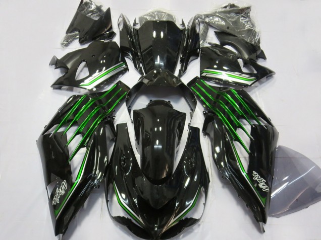 Negro Brillante Con Verde 12-21 ZX14R Carenado Moto Negro Brillante Con Verde 12-21 ZX14R Carenado Moto