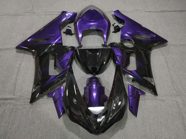 Negro Brillante & Morado 05-06 ZX6R Carenado Moto Negro Brillante & Morado 05-06 ZX6R Carenado Moto