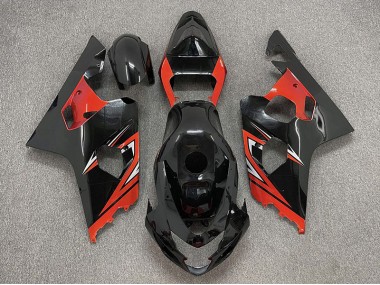 Negro Brillante & Rojo 04-05 GSXR 600-750 Carenado Moto