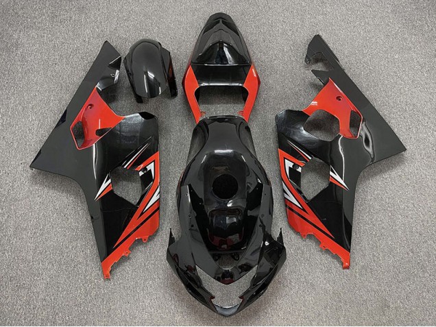 Negro Brillante & Rojo 04-05 GSXR 600-750 Carenado Moto
