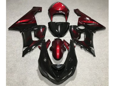Negro Brillante & Rojo 05-06 ZX6R Carenado Moto