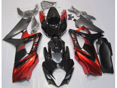 Negro Brillante & Rojo 07-08 GSXR 1000 Carenado Moto