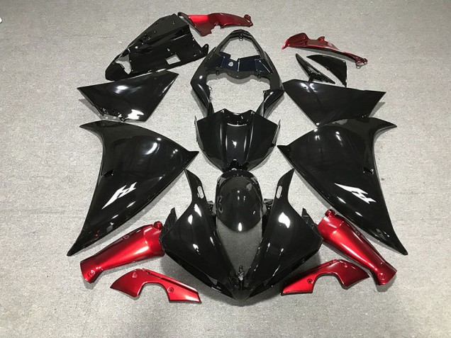 Negro Brillante & Rojo 09-11 R1 Carenado Moto Negro Brillante & Rojo 09-11 R1 Carenado Moto