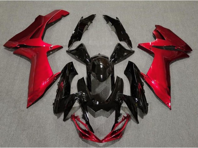 Negro Brillante & Rojo Lava 11-24 GSXR 600-750 Carenado Moto