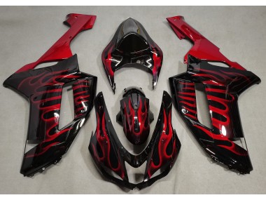 Negro Brillante & Rojo Llama 07-08 ZX6R Carenado Moto
