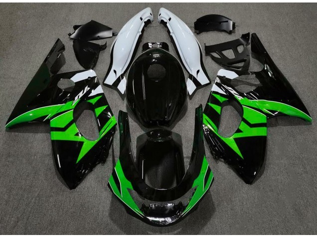Negro Brillante Verde & Blanco 98-07 YZF600 Carenado Moto Negro Brillante Verde & Blanco 98-07 YZF600 Carenado Moto