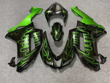Negro Brillante & Verde Llama 07-08 ZX6R Carenado Moto