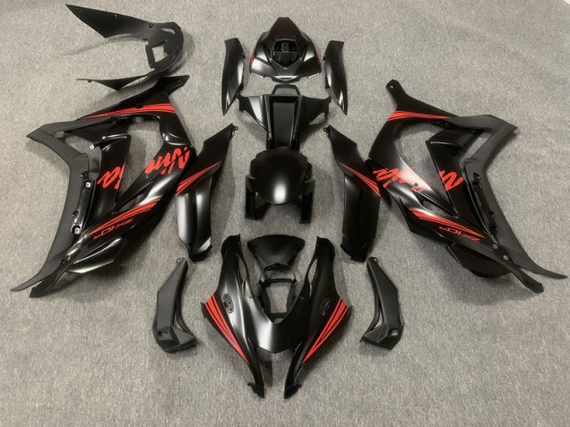 Negro Mate Con Rojo 16-19 ZX10R Carenado Moto Negro Mate Con Rojo 16-19 ZX10R Carenado Moto