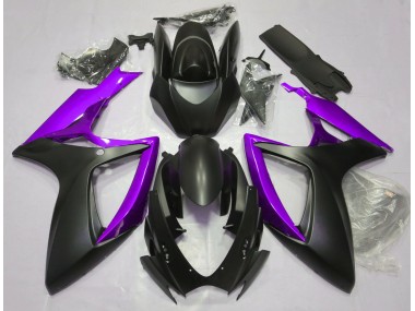 Negro Mate & Morado 06-07 GSXR 600-750 Carenado Moto
