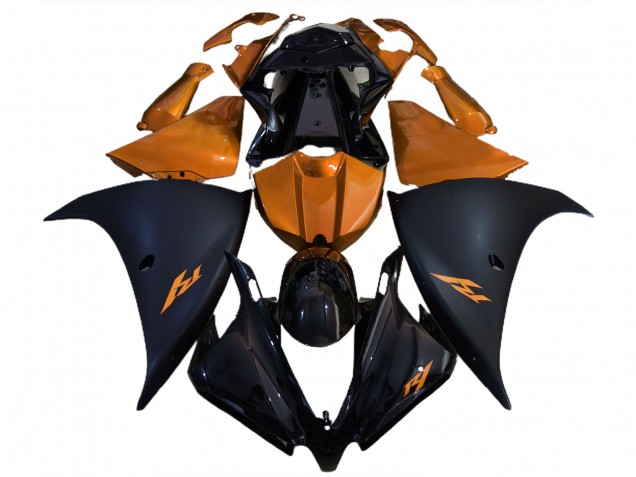Negro Mate & Naranja 12-14 R1 Carenado Moto Negro Mate & Naranja 12-14 R1 Carenado Moto