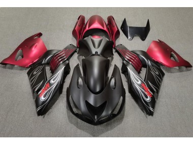 Negro Mate & Rojo 06-11 ZX14R Carenado Moto