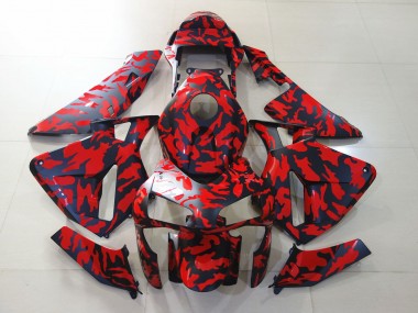 Negro Mate & Rojo Camuflaje 03-04 CBR600RR Carenado Moto