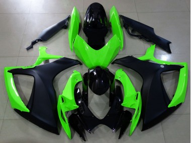 Negro Mate & Verde 06-07 GSXR 600-750 Carenado Moto