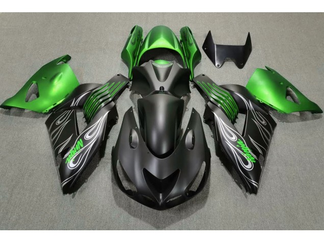 Negro Mate & Verde 06-11 ZX14R Carenado Moto Negro Mate & Verde 06-11 ZX14R Carenado Moto
