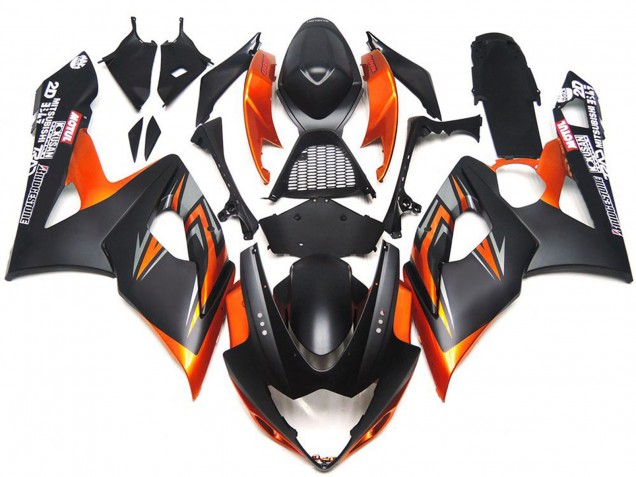 Negro & Naranja Mate & Brillante Personalizados 05-06 GSXR 1000 Carenado Moto