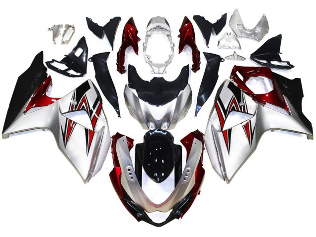 Plata Con Toques Rojos 09-16 GSXR 1000 Carenado Moto Plata Con Toques Rojos 09-16 GSXR 1000 Carenado Moto