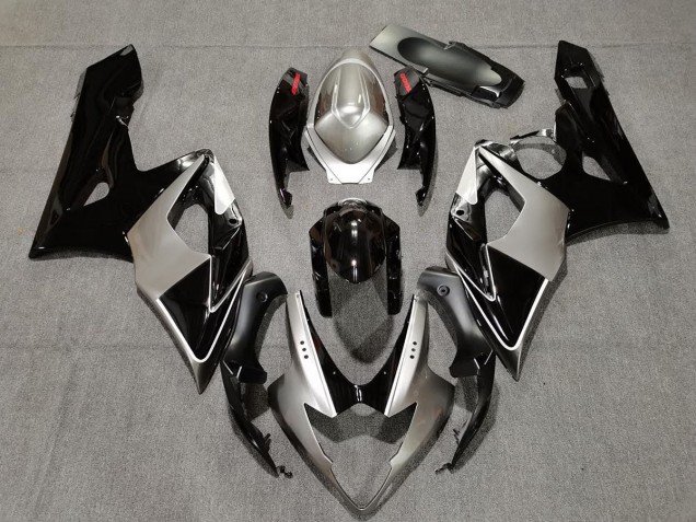 Plata & Negro 05-06 GSXR 1000 Carenado Moto