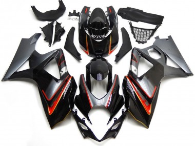 Plata & Negro Con Rojo 07-08 GSXR 1000 Carenado Moto