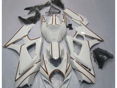 Raya Pin Naranja Blanco Brillante 07-08 GSXR 1000 Carenado Moto