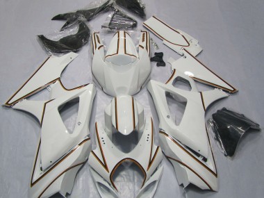 Raya Pin Naranja Blanco Brillante 07-08 GSXR 1000 Carenado Moto