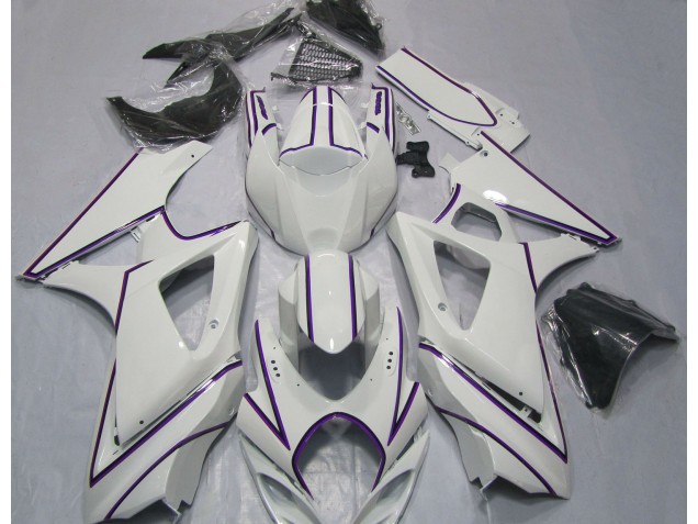 Raya Pin Púrpura Blanco Brillante 07-08 GSXR 1000 Carenado Moto