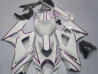 Raya Pin Rosa Blanco Brillante 07-08 GSXR 1000 Carenado Moto