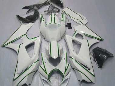 Raya Pin Verde Blanco Brillante 07-08 GSXR 1000 Carenado Moto