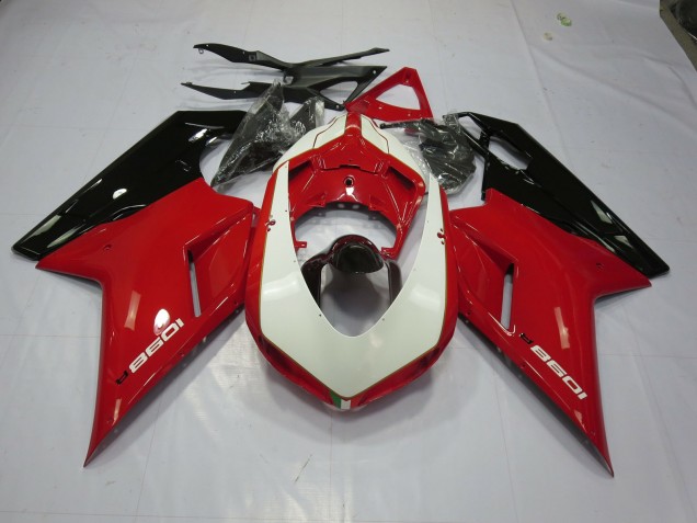 Rojo & Blanco 07-14 Ducati 848 1098 1198 Carenado Moto Rojo & Blanco 07-14 Ducati 848 1098 1198 Carenado Moto
