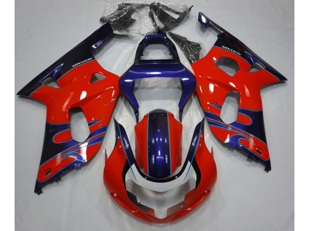 Rojo Brillante & Azul 01-03 GSXR 600-750 Carenado Moto